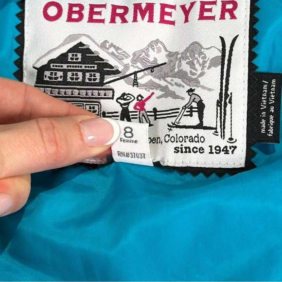 Obermeyer insulated ski jacket women’s snow coat chevron stripes size 8 blue - Picture 12 of 15